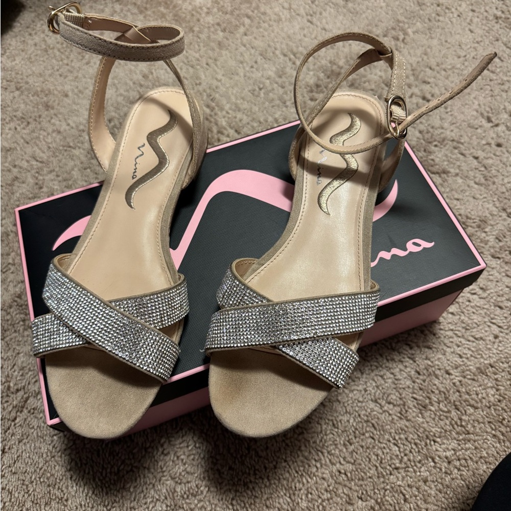 Nina Tan and Silver Strappy Sandals